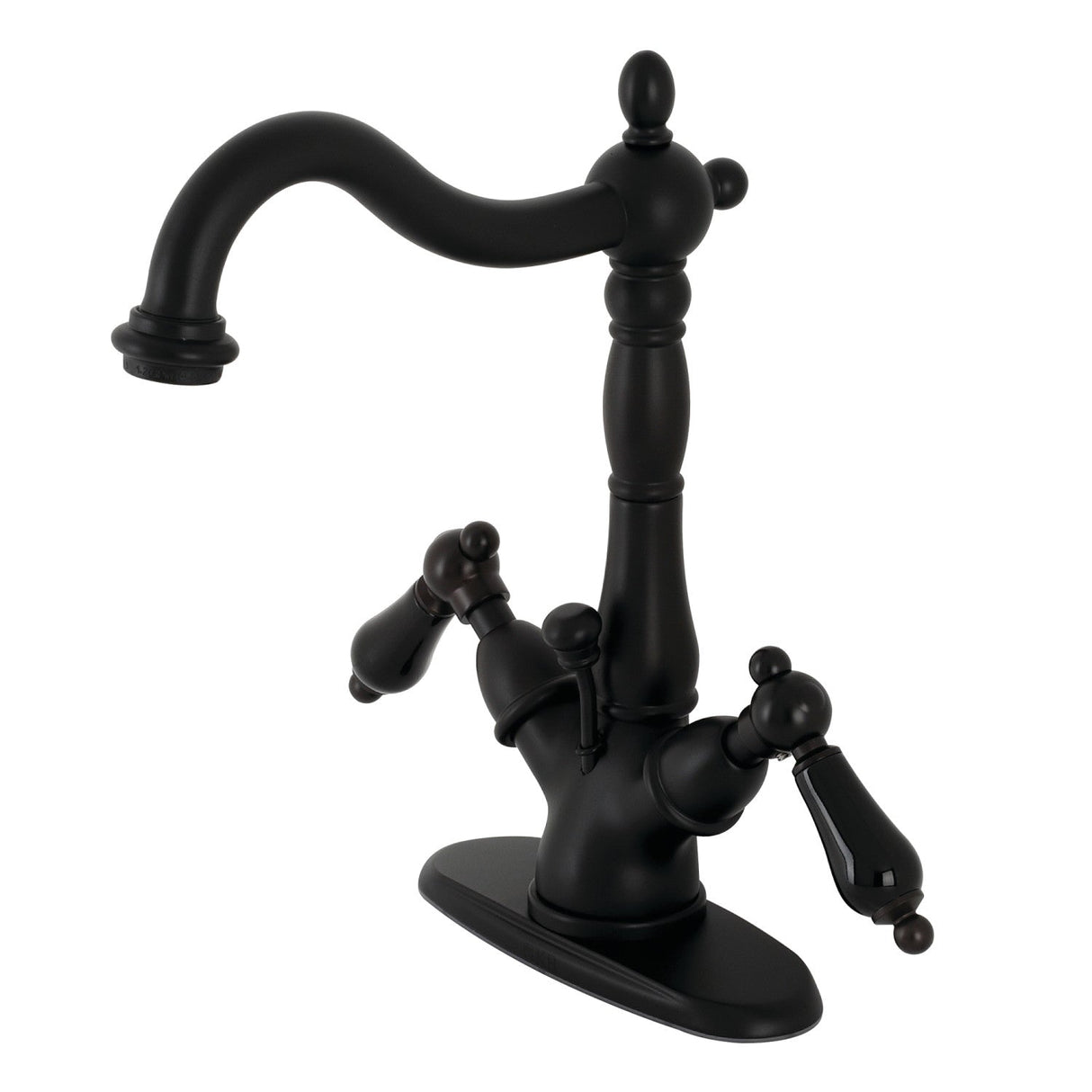 Duchess KS1430PKL Two-Handle 1-or-3 Hole Deck Mount Bathroom Faucet with Brass Pop-Up, Matte Black
