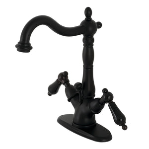 Duchess KS1430PKL Two-Handle 1-or-3 Hole Deck Mount Bathroom Faucet with Brass Pop-Up, Matte Black