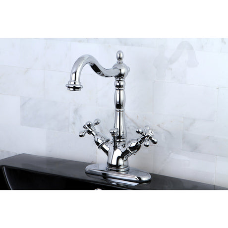 Heritage KS1431AX Two-Handle 1-or-3 Hole Deck Mount Bathroom Faucet with Brass Pop-Up, Polished Chrome