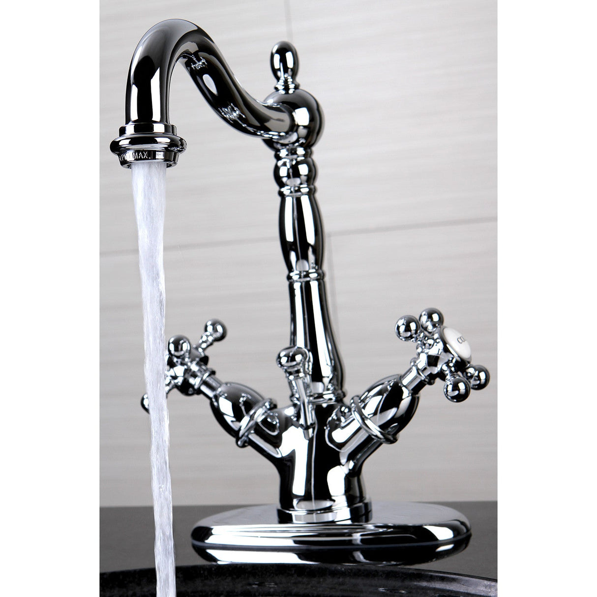 Vintage KS1431BX Two-Handle 1-or-3 Hole Deck Mount Bathroom Faucet with Brass Pop-Up, Polished Chrome