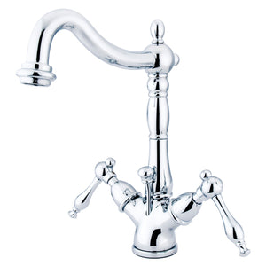 Naples KS1431NL Two-Handle 1-or-3 Hole Deck Mount Bathroom Faucet with Brass Pop-Up, Polished Chrome
