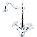 Heritage KS1431PX Two-Handle 1-or-3 Hole Deck Mount Bathroom Faucet with Brass Pop-Up, Polished Chrome