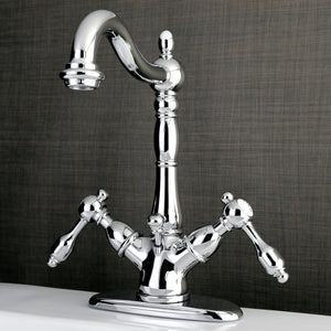 Tudor KS1431TAL Two-Handle 1-or-3 Hole Deck Mount Bathroom Faucet with Brass Pop-Up, Polished Chrome