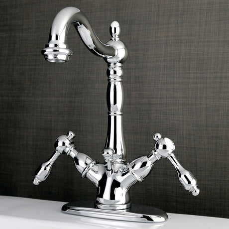 Tudor KS1431TAL Two-Handle 1-or-3 Hole Deck Mount Bathroom Faucet with Brass Pop-Up, Polished Chrome