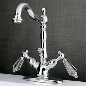 Wilshire KS1431WLL Two-Handle 1-or-3 Hole Deck Mount Bathroom Faucet with Brass Pop-Up, Polished Chrome