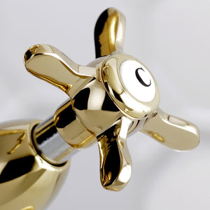 Essex KS1432BEX Two-Handle 1-or-3 Hole Deck Mount Bathroom Faucet with Brass Pop-Up, Polished Brass