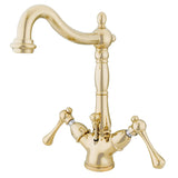 Heritage KS1432BL Two-Handle 1-or-3 Hole Deck Mount Bathroom Faucet with Brass Pop-Up, Polished Brass