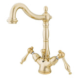 Naples KS1432NL Two-Handle 1-or-3 Hole Deck Mount Bathroom Faucet with Brass Pop-Up, Polished Brass