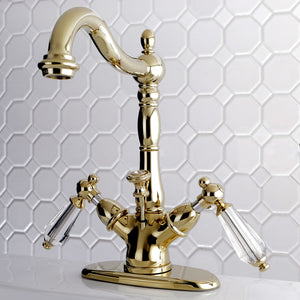 Wilshire KS1432WLL Two-Handle 1-or-3 Hole Deck Mount Bathroom Faucet with Brass Pop-Up, Polished Brass