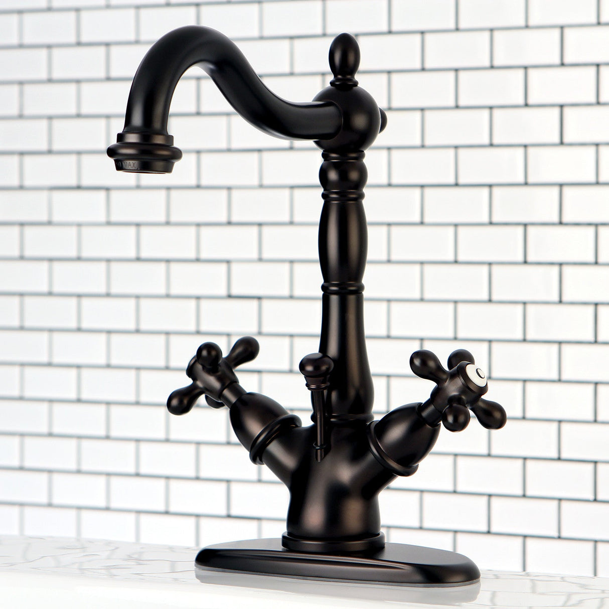 Heritage KS1435AX Two-Handle 1-or-3 Hole Deck Mount Bathroom Faucet with Brass Pop-Up, Oil Rubbed Bronze