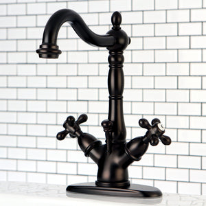 Heritage KS1435AX Two-Handle 1-or-3 Hole Deck Mount Bathroom Faucet with Brass Pop-Up, Oil Rubbed Bronze