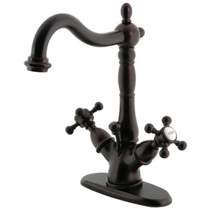 Vintage KS1435BX Two-Handle 1-or-3 Hole Deck Mount Bathroom Faucet with Brass Pop-Up, Oil Rubbed Bronze