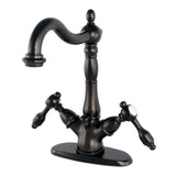 Tudor KS1435TAL Two-Handle 1-or-3 Hole Deck Mount Bathroom Faucet with Brass Pop-Up, Oil Rubbed Bronze