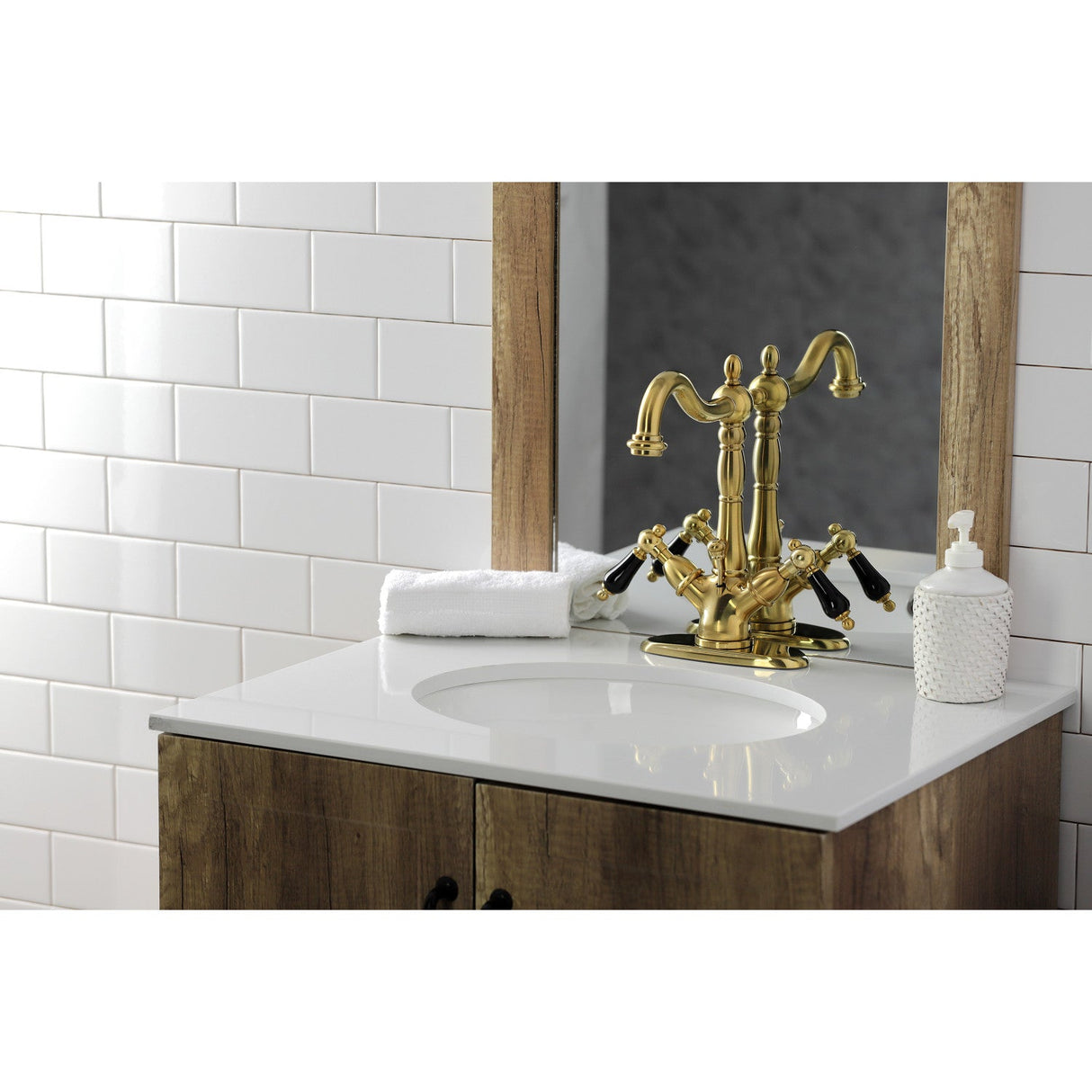 Duchess KS1437PKL Two-Handle 1-or-3 Hole Deck Mount Bathroom Faucet with Brass Pop-Up, Brushed Brass