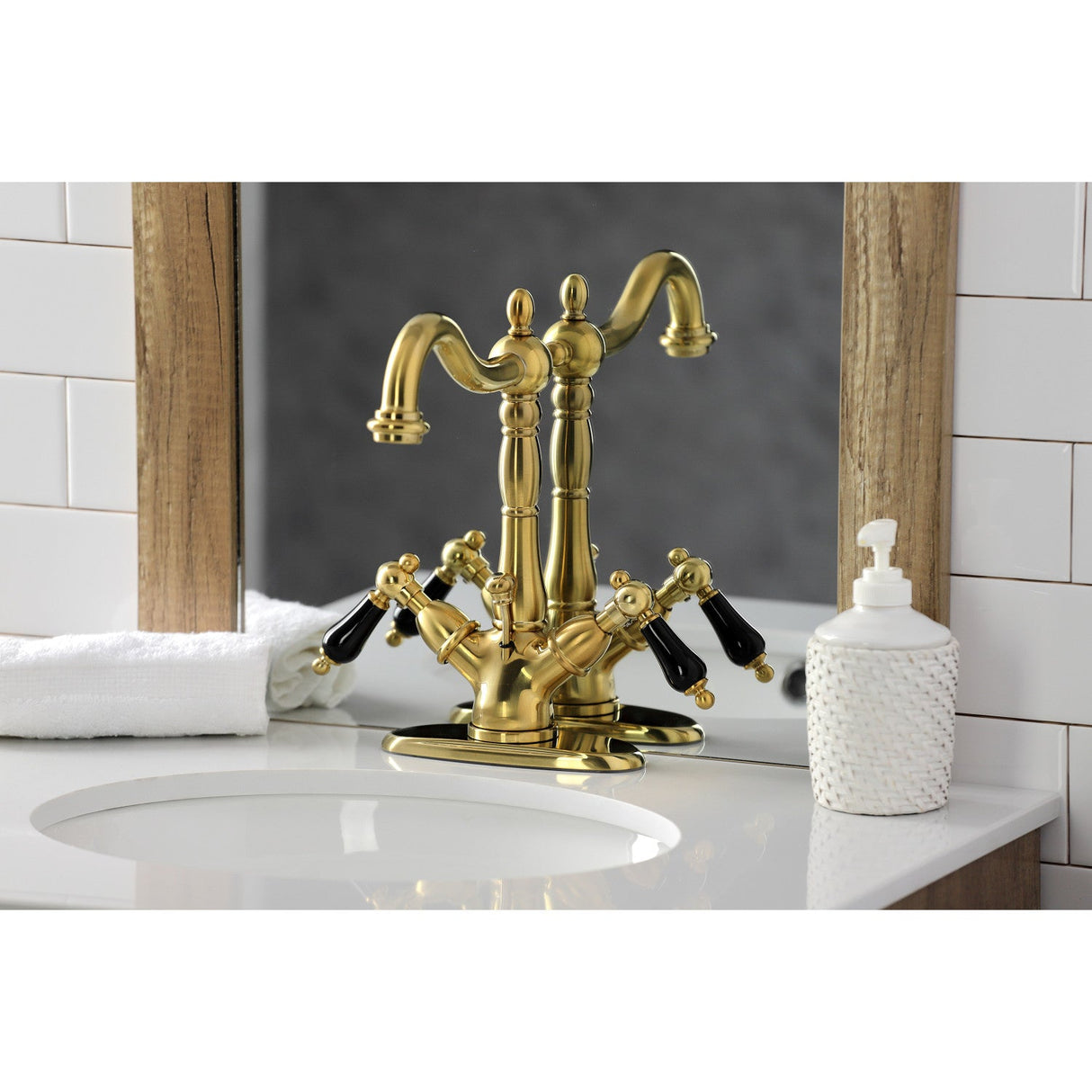 Duchess KS1437PKL Two-Handle 1-or-3 Hole Deck Mount Bathroom Faucet with Brass Pop-Up, Brushed Brass