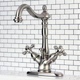 Heritage KS1438AX Two-Handle 1-or-3 Hole Deck Mount Bathroom Faucet with Brass Pop-Up, Brushed Nickel