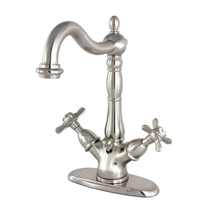 Essex KS1438BEX Two-Handle 1-or-3 Hole Deck Mount Bathroom Faucet with Brass Pop-Up, Brushed Nickel