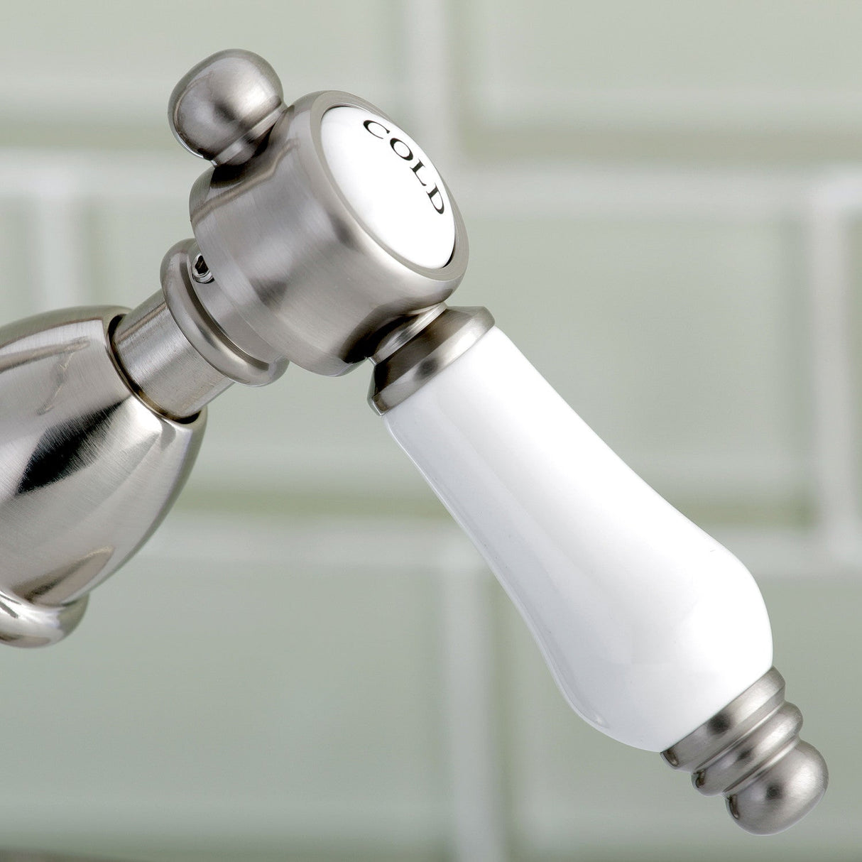 Bel-Air KS1438BPL Two-Handle 1-or-3 Hole Deck Mount Bathroom Faucet with Brass Pop-Up, Brushed Nickel