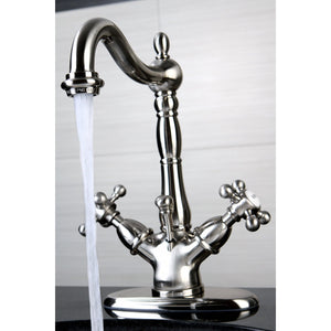 Vintage KS1438BX Two-Handle 1-or-3 Hole Deck Mount Bathroom Faucet with Brass Pop-Up, Brushed Nickel