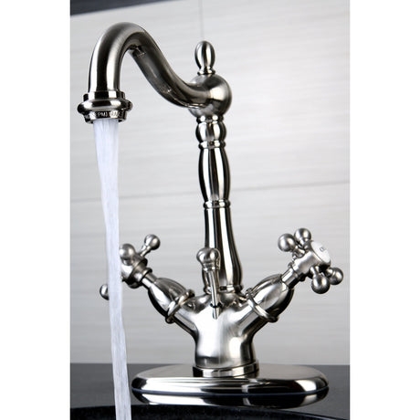 Vintage KS1438BX Two-Handle 1-or-3 Hole Deck Mount Bathroom Faucet with Brass Pop-Up, Brushed Nickel
