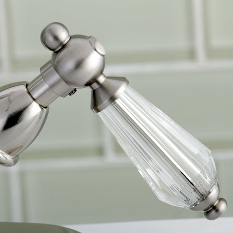 Wilshire KS1438WLL Two-Handle 1-or-3 Hole Deck Mount Bathroom Faucet with Brass Pop-Up, Brushed Nickel