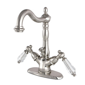Wilshire KS1438WLL Two-Handle 1-or-3 Hole Deck Mount Bathroom Faucet with Brass Pop-Up, Brushed Nickel