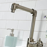 Belknap KS144RXBN Single-Handle 1-Hole Deck Mount Bathroom Faucet with Push Pop-Up, Brushed Nickel