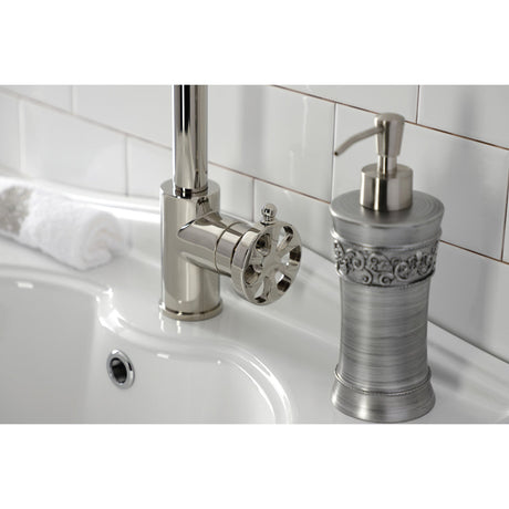 Belknap KS144RXPN Single-Handle 1-Hole Deck Mount Bathroom Faucet with Push Pop-Up, Polished Nickel
