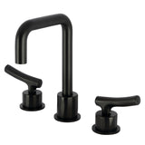 Hallerbos KS1450TKL Two-Handle 3-Hole Deck Mount Widespread Bathroom Faucet with Push Pop-Up, Matte Black