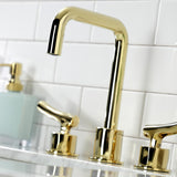 Hallerbos KS1452TKL Two-Handle 3-Hole Deck Mount Widespread Bathroom Faucet with Push Pop-Up, Polished Brass