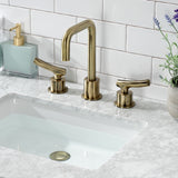 Hallerbos KS1453TKL Two-Handle 3-Hole Deck Mount Widespread Bathroom Faucet with Push Pop-Up, Antique Brass