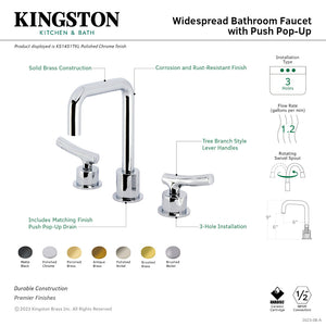 Hallerbos KS1456TKL Two-Handle 3-Hole Deck Mount Widespread Bathroom Faucet with Push Pop-Up, Polished Nickel