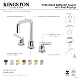 Hallerbos KS1457TKL Two-Handle 3-Hole Deck Mount Widespread Bathroom Faucet with Push Pop-Up, Brushed Brass