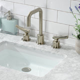 Hallerbos KS1458TKL Two-Handle 3-Hole Deck Mount Widespread Bathroom Faucet with Push Pop-Up, Brushed Nickel