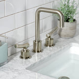 Hallerbos KS1458TKL Two-Handle 3-Hole Deck Mount Widespread Bathroom Faucet with Push Pop-Up, Brushed Nickel