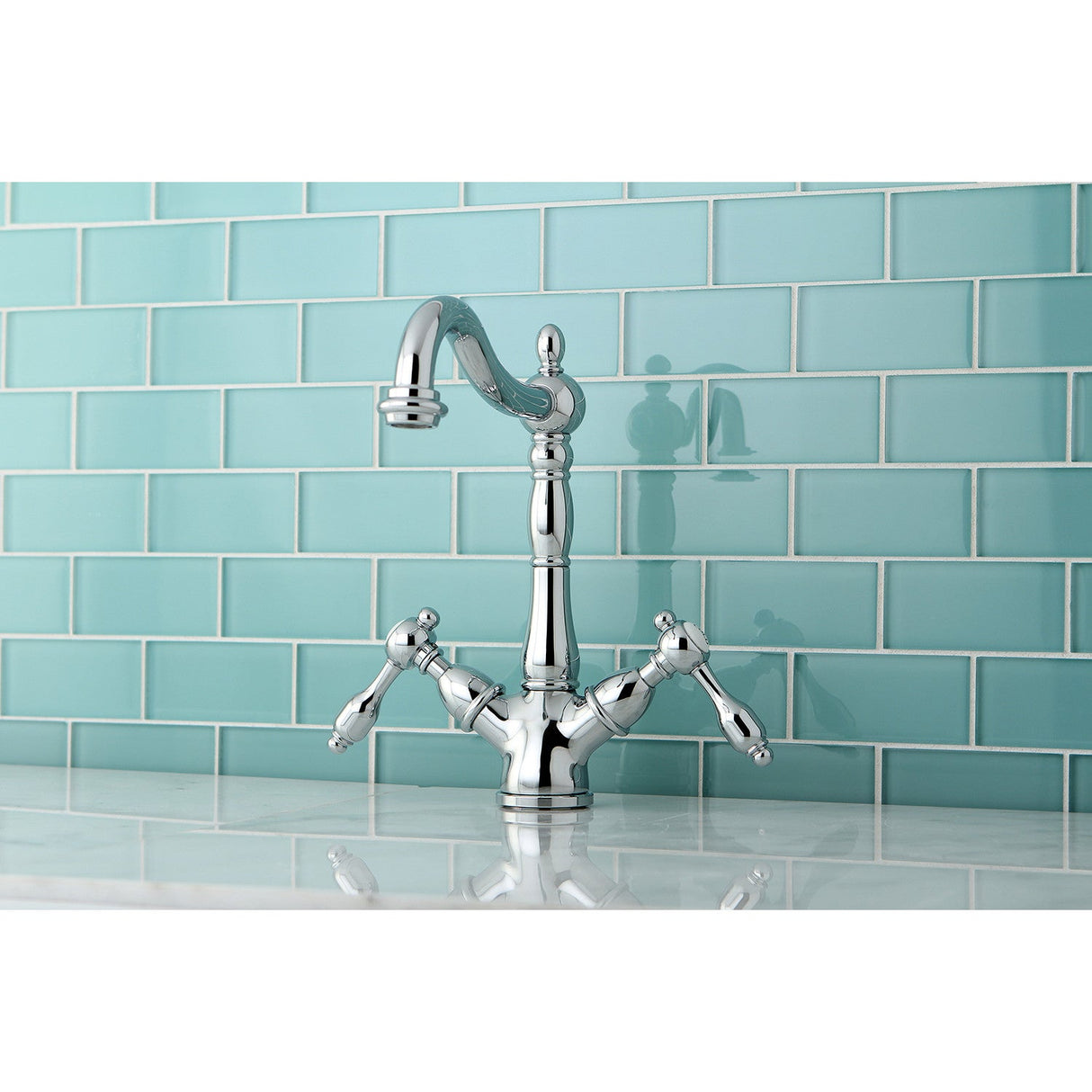 Tudor KS1491TAL Two-Handle 1-or-3 Hole Deck Mount Vessel Faucet, Polished Chrome