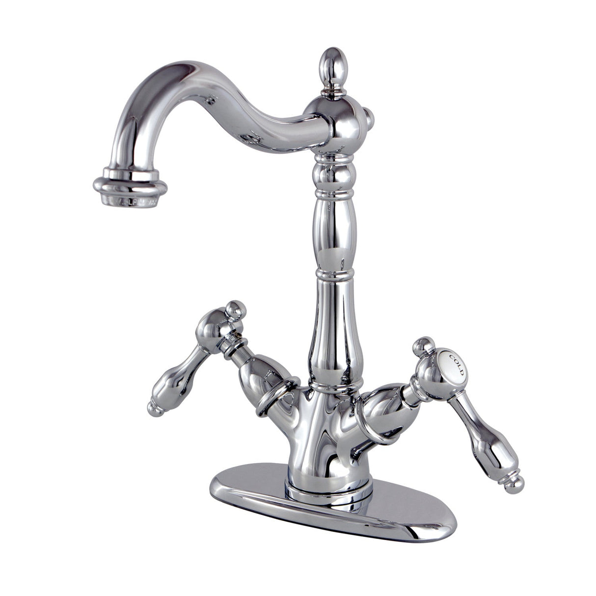 Tudor KS1491TAL Two-Handle 1-or-3 Hole Deck Mount Vessel Faucet, Polished Chrome