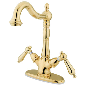 Heritage KS1492AL Two-Handle 1-or-3 Hole Deck Mount Vessel Faucet, Polished Brass