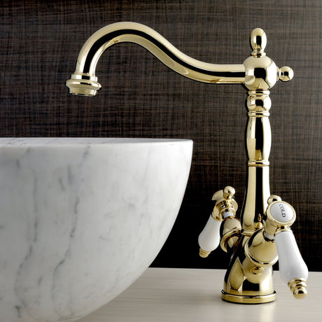 Bel-Air KS1492BPL Two-Handle 1-or-3 Hole Deck Mount Vessel Faucet, Polished Brass