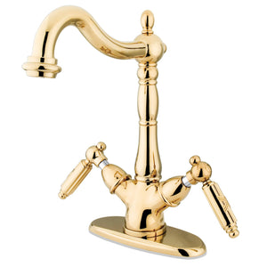 Heritage KS1492GL Two-Handle 1-or-3 Hole Deck Mount Vessel Faucet, Polished Brass