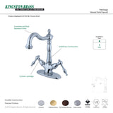 Heritage KS1492NL Two-Handle 1-or-3 Hole Deck Mount Vessel Faucet, Polished Brass