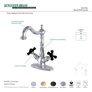 Duchess KS1492PKX Two-Handle 1-or-3 Hole Deck Mount Vessel Faucet, Polished Brass
