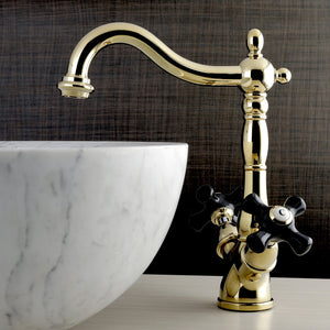 Duchess KS1492PKX Two-Handle 1-or-3 Hole Deck Mount Vessel Faucet, Polished Brass