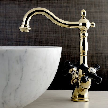 Duchess KS1492PKX Two-Handle 1-or-3 Hole Deck Mount Vessel Faucet, Polished Brass