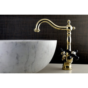 Duchess KS1492PKX Two-Handle 1-or-3 Hole Deck Mount Vessel Faucet, Polished Brass