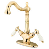 Heritage KS1492PL Two-Handle 1-or-3 Hole Deck Mount Vessel Faucet, Polished Brass
