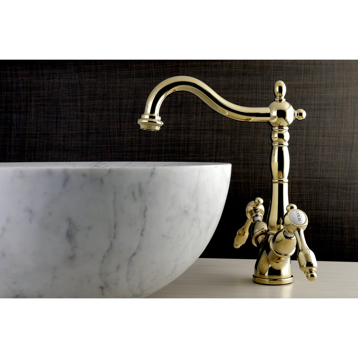 Tudor KS1492TAL Two-Handle 1-or-3 Hole Deck Mount Vessel Faucet, Polished Brass