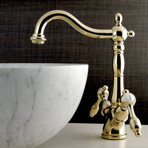 Tudor KS1492TAL Two-Handle 1-or-3 Hole Deck Mount Vessel Faucet, Polished Brass