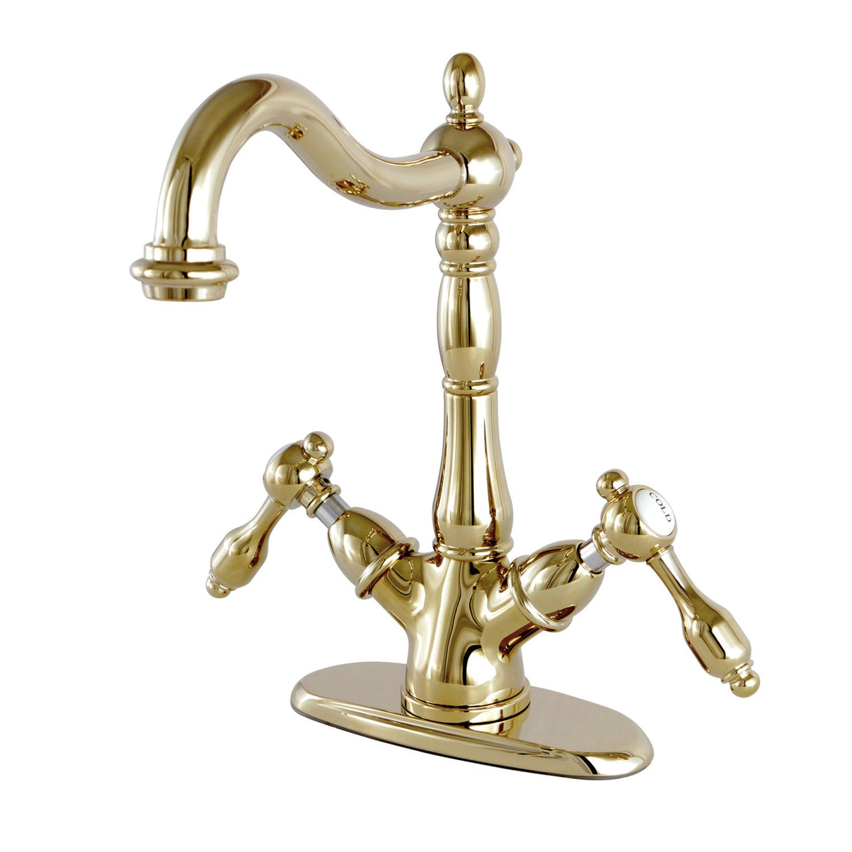 Tudor KS1492TAL Two-Handle 1-or-3 Hole Deck Mount Vessel Faucet, Polished Brass