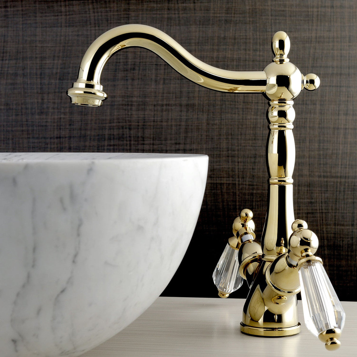 Wilshire KS1492WLL Two-Handle 1-or-3 Hole Deck Mount Vessel Faucet, Polished Brass